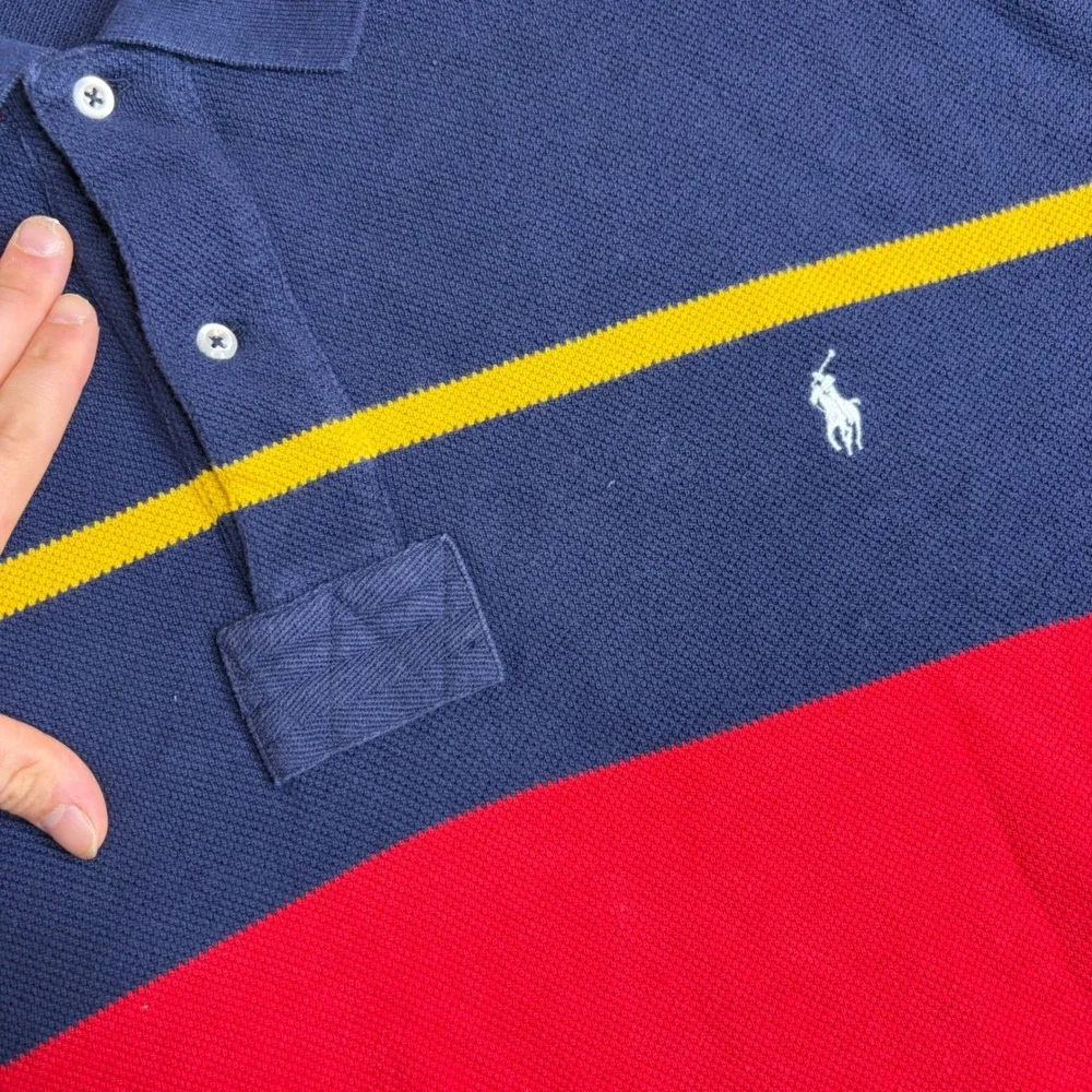 Polo Ralph Lauren rugby Polo Shirt 3XLT Tall Navy Red Yellow Colorblock vented